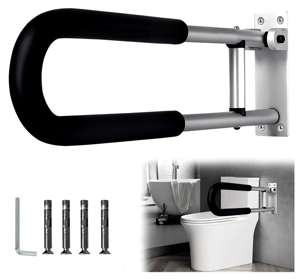 Klappbarer Haltegriff für Senioren, Aufstehhilfe für die Toilette, Rutschfeste Handläufe für die Toilettenpflege, Haltegriff mit einer Tragfäh...
