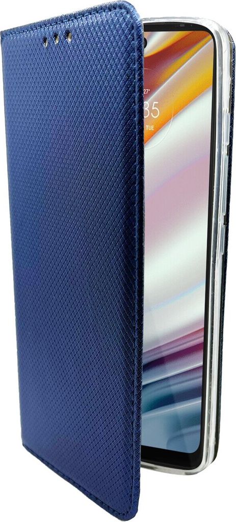 Elegante Buch-Tasche Hülle Smart Magnet kompatibel mit MOTOROLA MOTO G60 Leder Optik Wallet Book-Style Cover Schale Blau