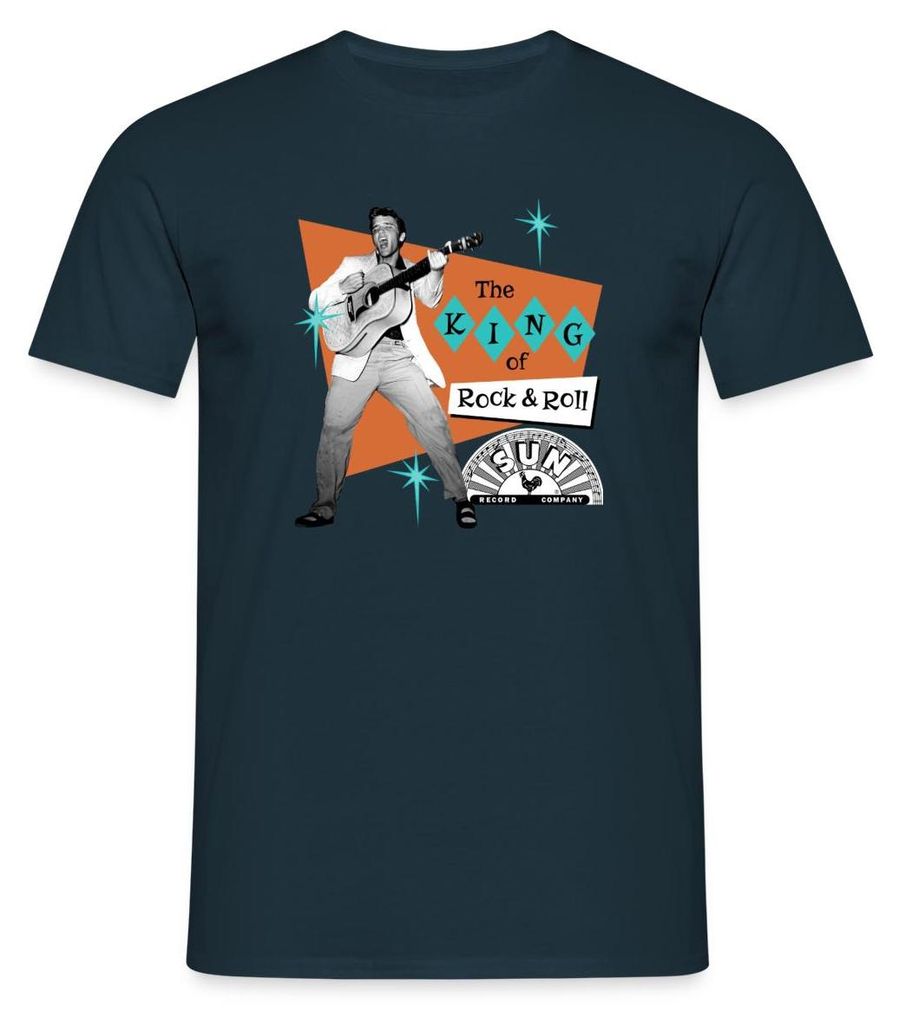 Spreadshirt Elvis Presley The King Of Rock & Roll Männer T-Shirt, S, Navy