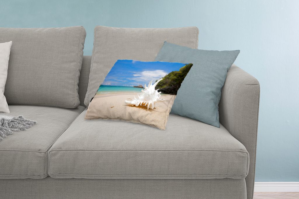 MuchoWow Zierkissen Sofakissen Wohnzimmer Dekokissen 60x40 cm Muscheln - Strand - Tropisch - Kopfkissen - Polster mit Foto