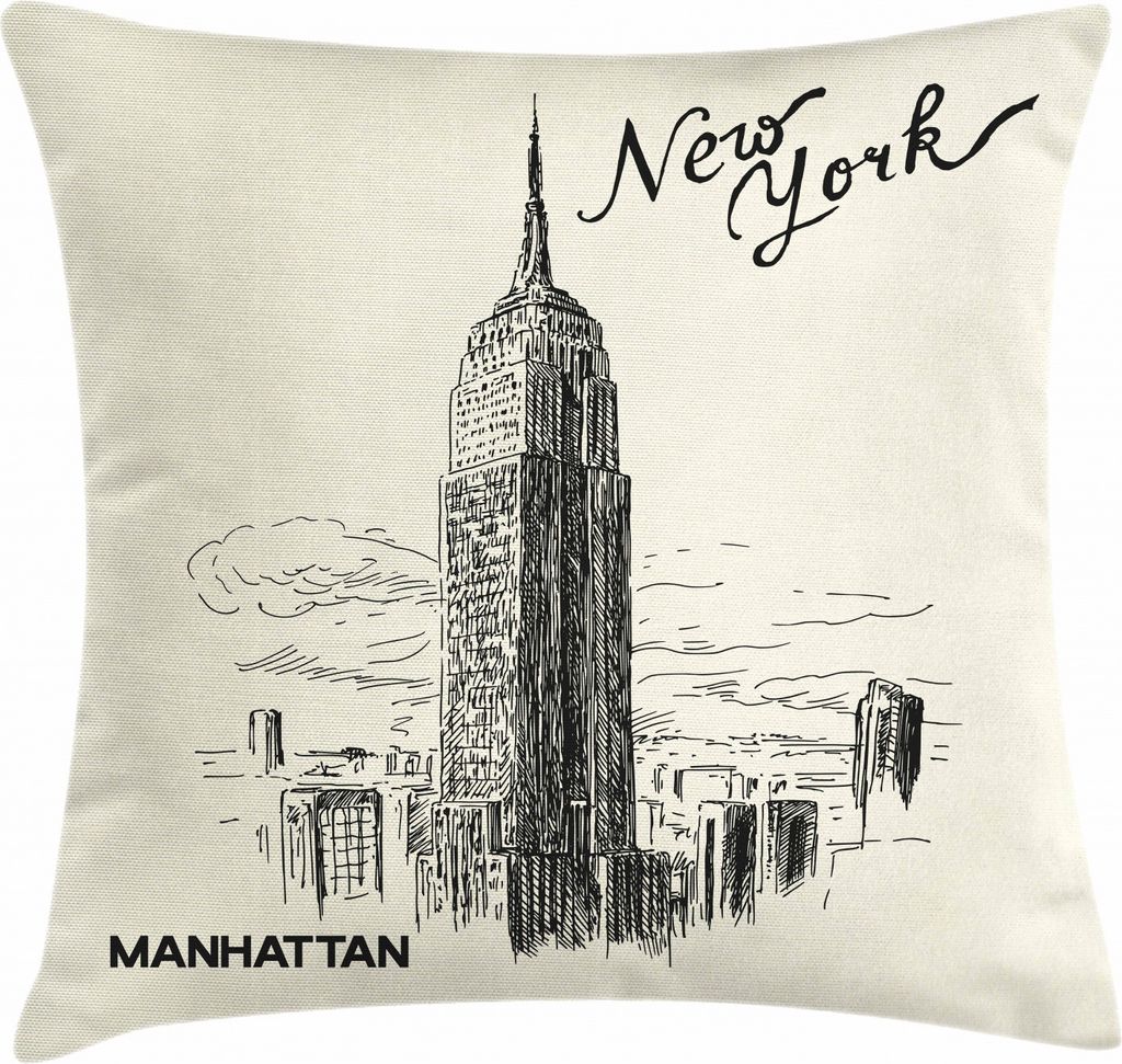 ABAKUHAUS New York Kissenbezug, städtische Wolkenkratzer, Dekokissenhüllen Waschbar Inn/Outdoor Beidseitiger Druck mit Reißverschluß, 45 x 45 c...
