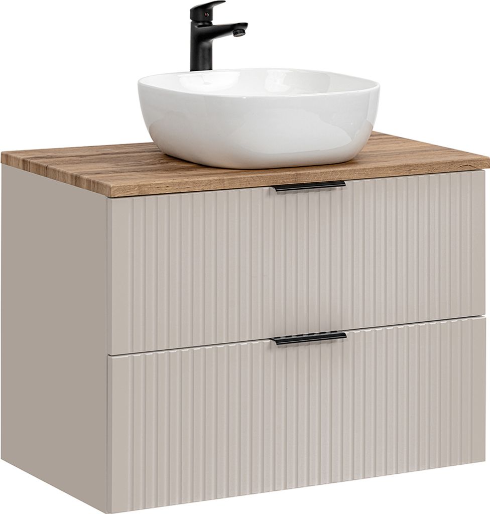 Waschtisch 80cm, in kaschmir und Eiche, ADELAIDE-56-CASHMERE