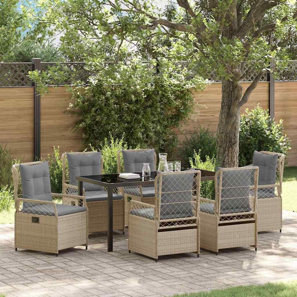 Maison Exclusive - Garten Essgruppe 7 pcs Beige und Hellgrau Poly-Rattan