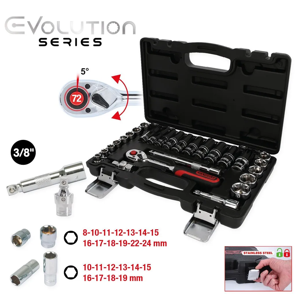 KS TOOLS 918.0627 CHROMEplus Jeu de clés à douilles 3/8" - 27 pièces
