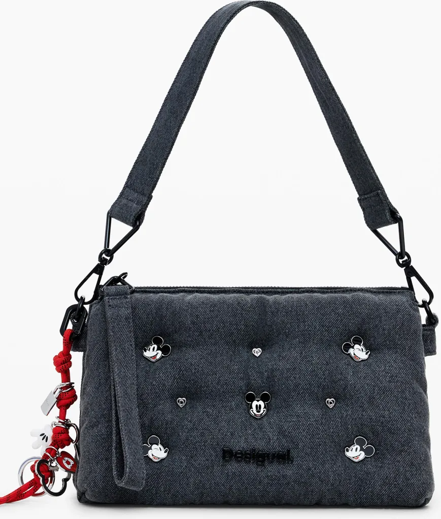Elegante Borsa Grigia Mickey con Borchie: Versatilità e Stile Italiano