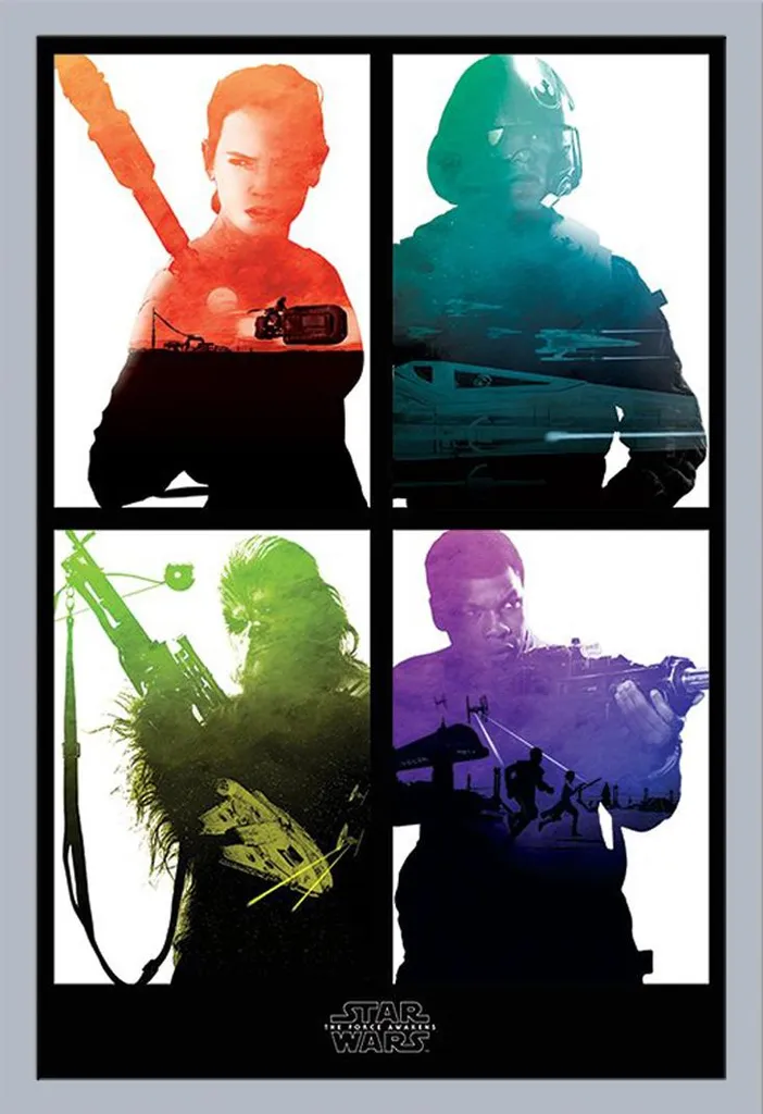 Affiche Star Wars Episode VII Encadrée Argent - Décoration Murale EP7