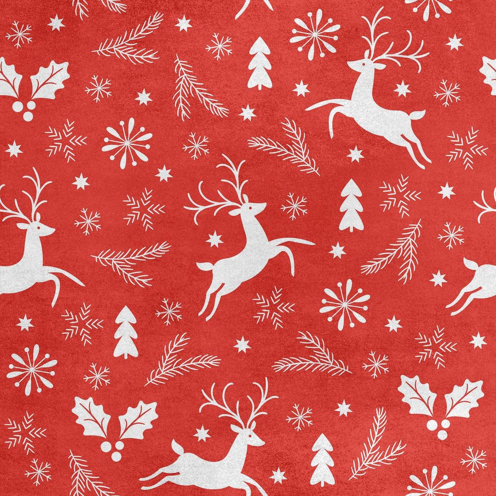 Royal Samt Stoff Polyester Zum Nähen - Motiv Weihnachtsthema auf rotem