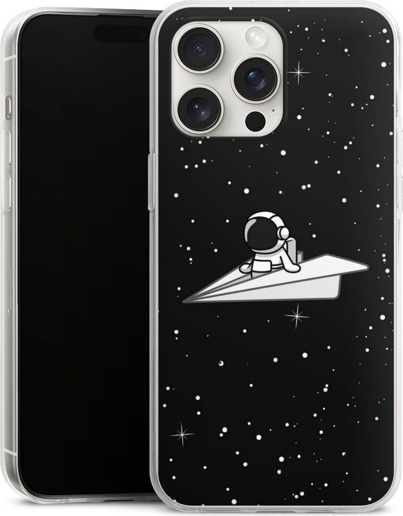 DeinDesign Handyhülle für Apple iPhone 15 Pro Max Silikon Hülle Case Smartphone Schutzhülle Astronaut Comic Papier