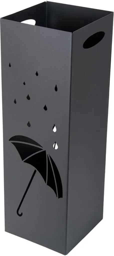 Rangement Parapluie pour Entrée et Bureau - Métal Carré 60 cm Noir Mat
