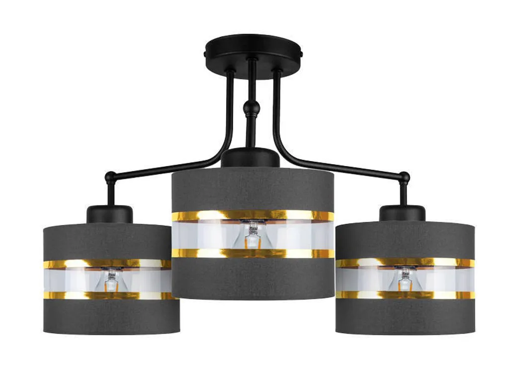 Lustre Design Andy Finition Or et Noir 3 Sources E27 Haute Qualité