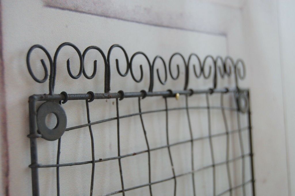 Wandkorb mit Deckel Shabby Chic Landhaus Metallkorb Emaille Optik antikweiß 