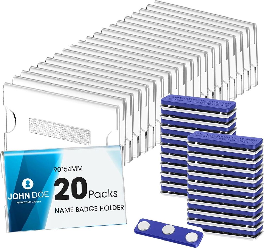 Magnetische Namensschilder - 20 Stück - 90 x 54 mm - für Kleidung
