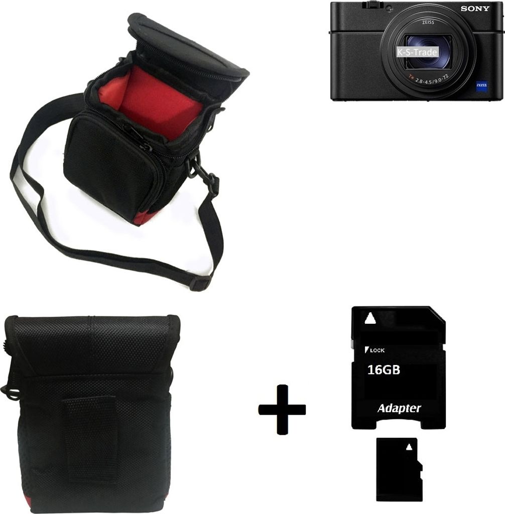 K-S-Trade Kameratasche Fototasche Umhängetasche Schutz Hülle kompatibel mit Sony Cyber-shot DSC-RX100 VII mit Zusatzfach und teilbaren Innenraum mit