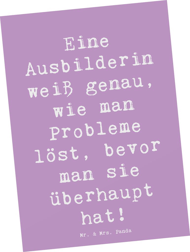 Mr. & Mrs. Panda Postkarte Spruch Ausbilderin Weisheit - Lavendeltraum - Geschenk, Postkarten, Beruf, Teamführung, personalisierte Geschenke, Ansi...