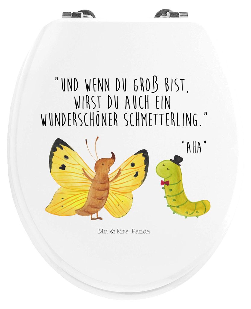 Mr. & Mrs. Panda klo deckel Raupe Schmetterling - Weiß - Geschenk, Klodeckel, Toilettendeckel, Entwicklung, Gute Laune, Hütchen, Klobrille, WC Si...
