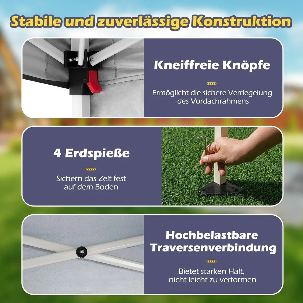 Tonnelle pliante 3x3m imperméable noire pour jardin et terrasse chic