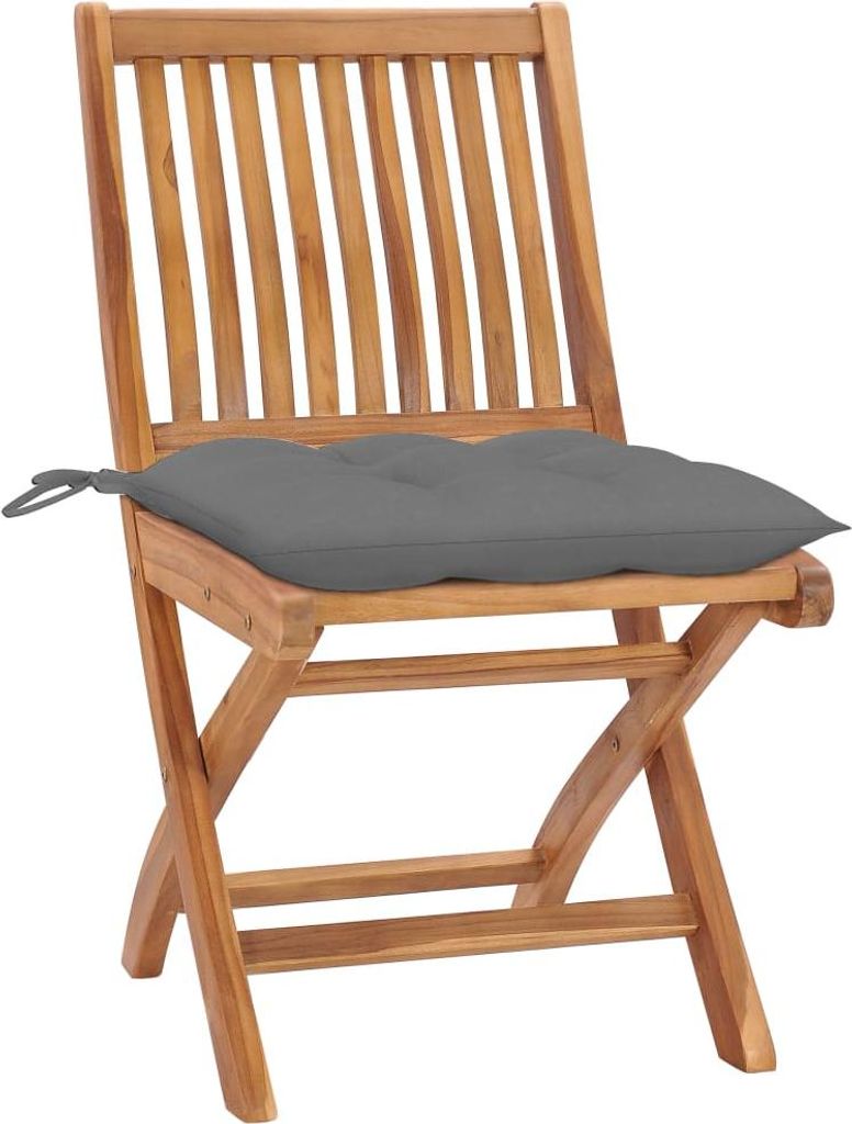 vidaXL Klappbare Gartenstühle mit Kissen 4 Stk. Massivholz Teak