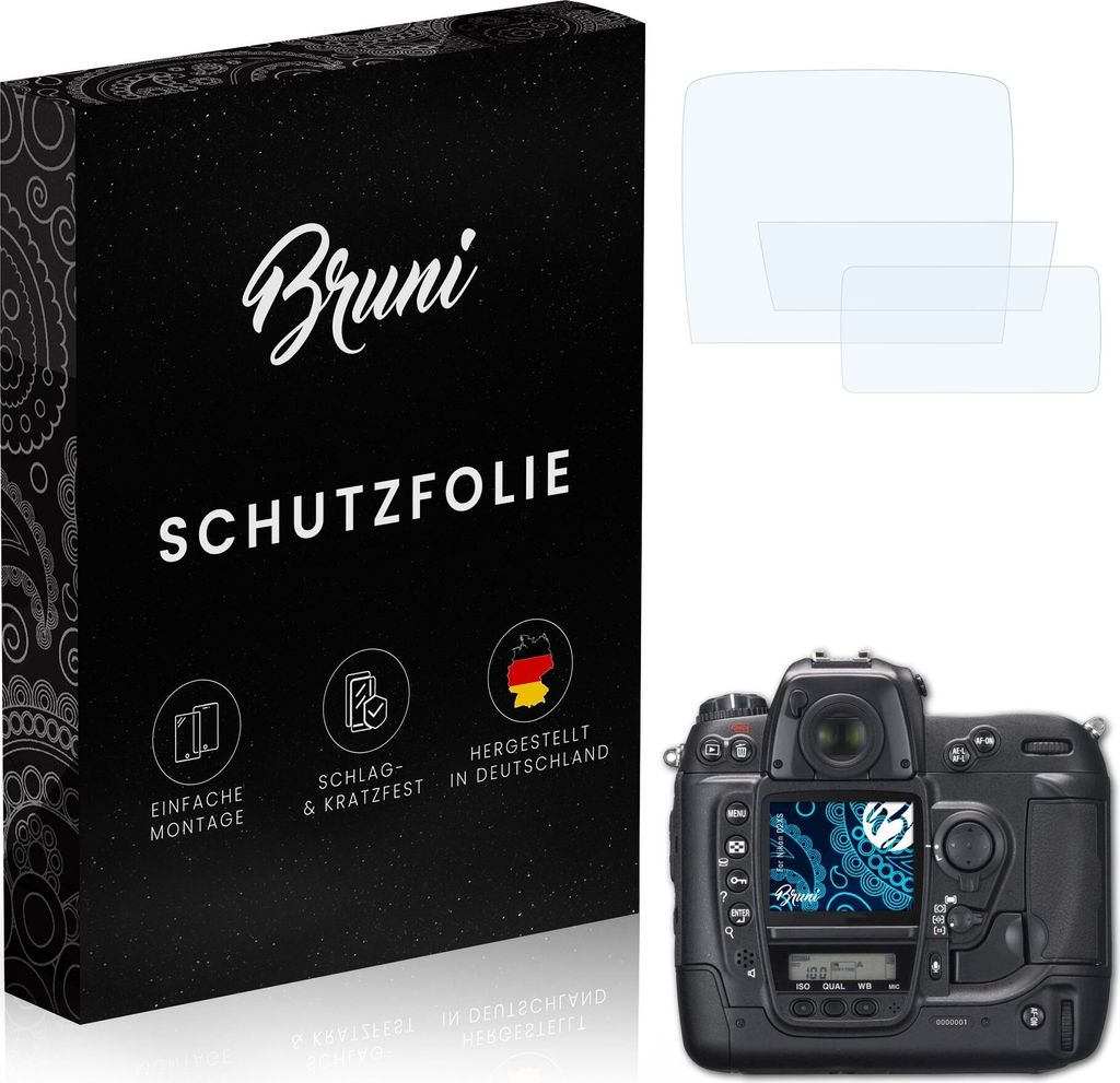 Bruni Basics-Clear 2x Schutzfolie kompatibel mit Nikon D2XS Folie