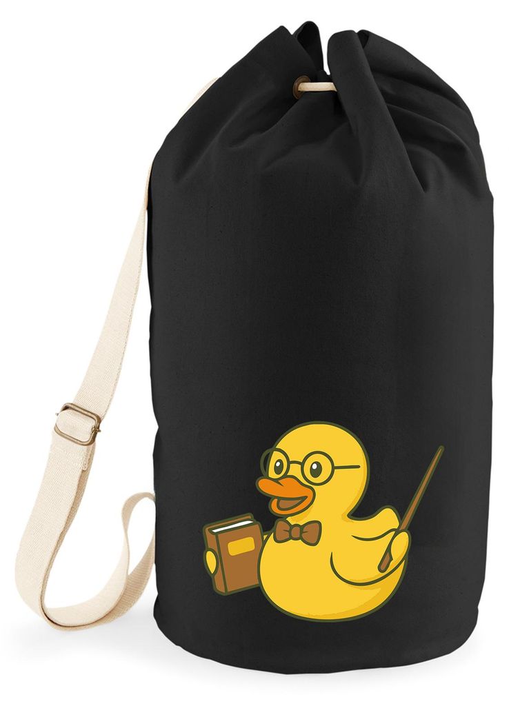 Huuraa Seesack Quietscheente Lehrer Comic Gummiente 20 Liter Black Baumwolle Rucksack Geschenkidee