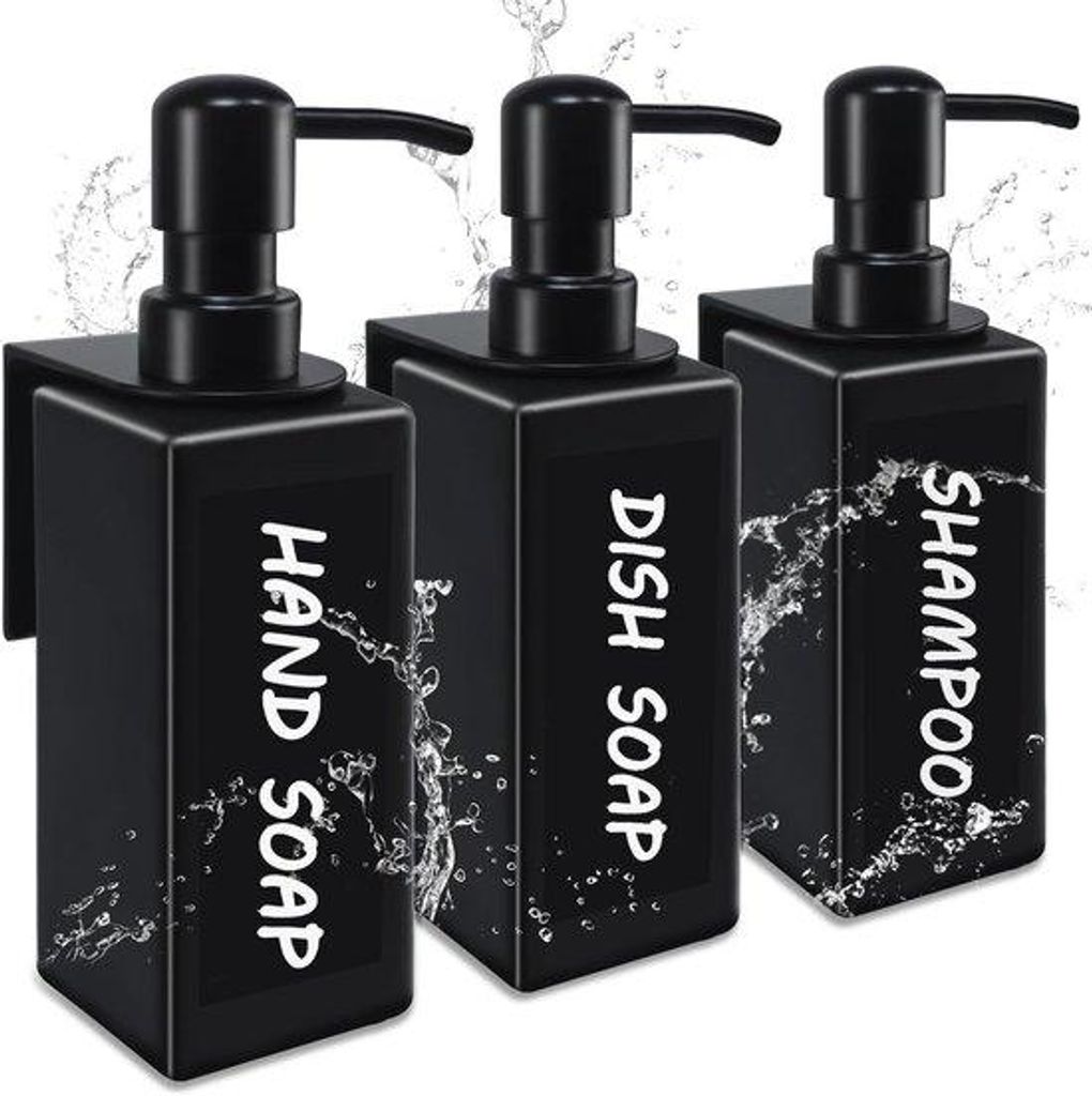 Dusche-Set - Schwarz - 3 Stücke - Glasunterlage
