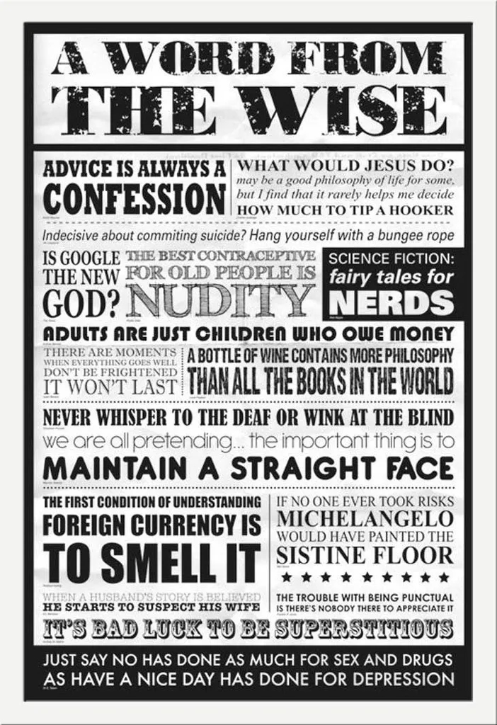 A Word from the Wise - Poster - Citazioni + cornice rimovibile, Shinsuke® Maxi MDF bianco, vetro acrilico