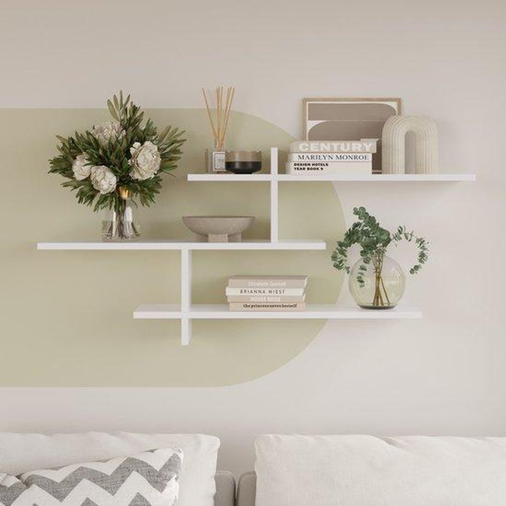 Wandrek – Wit – 123×55×22 cm – Wandplank – Boekenplank & Organizer – Met 3