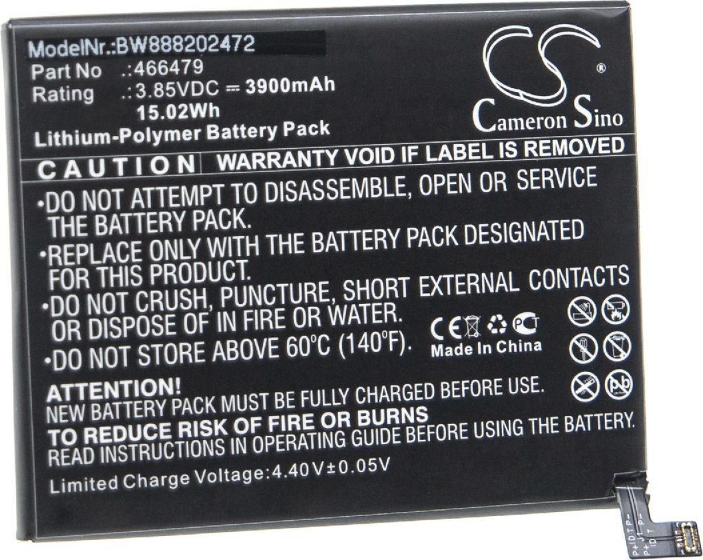 vhbw Akku Ersatz für Wiko 466479 für Handy Smartphone Telefon (3900 mAh, 3,85 V, Li-Polymer)