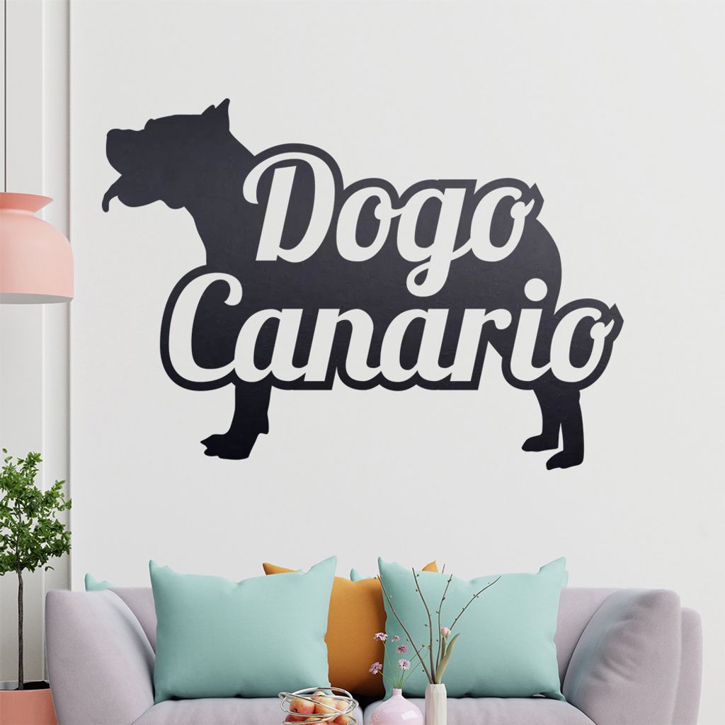 KIWISTAR Dogo Canario mit Name Silhouette Wandtattoo in 6 Größen - Wandaufkleber Wall Sticker - Dekoration, Küche, Wohnzimmer, Schlafzimmer, Bad...