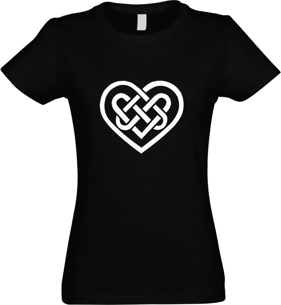 Kiwistar - T-Shirt tailliert - Damen - schwarz - Celtic Love - Knot - mit Motiv Bedruckt - Funshirt Design - Sport - Freizeit - Damen - XL