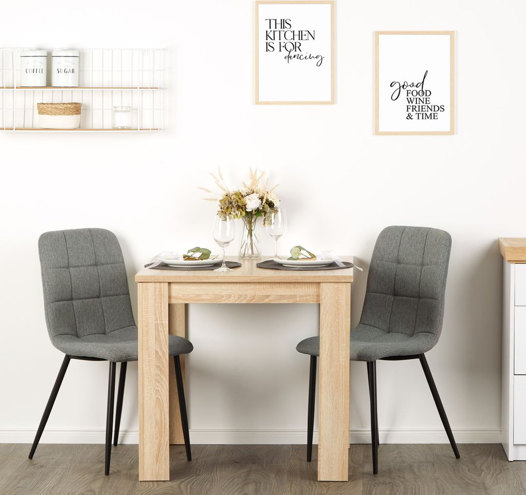 Homestyle4u Essgruppe mit 2 Stühlen Natur Esstisch 80x80 cm Produktbild 