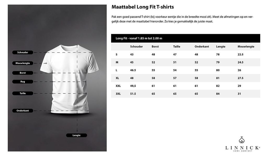 LINNICK Long-Fit-T-Shirt – Grün – Größe L – 100% Baumwolle – moderner langer Schnitt