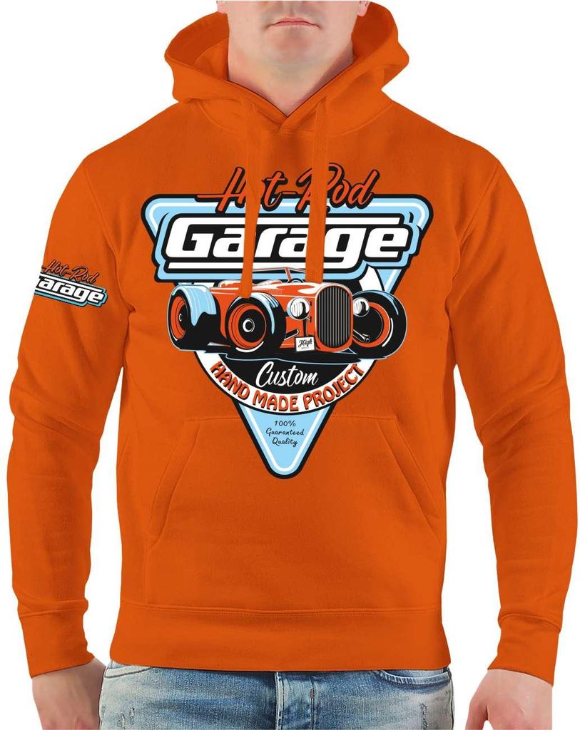 Herren Kapuzenpullover Hot rod Garage Handmade Custom