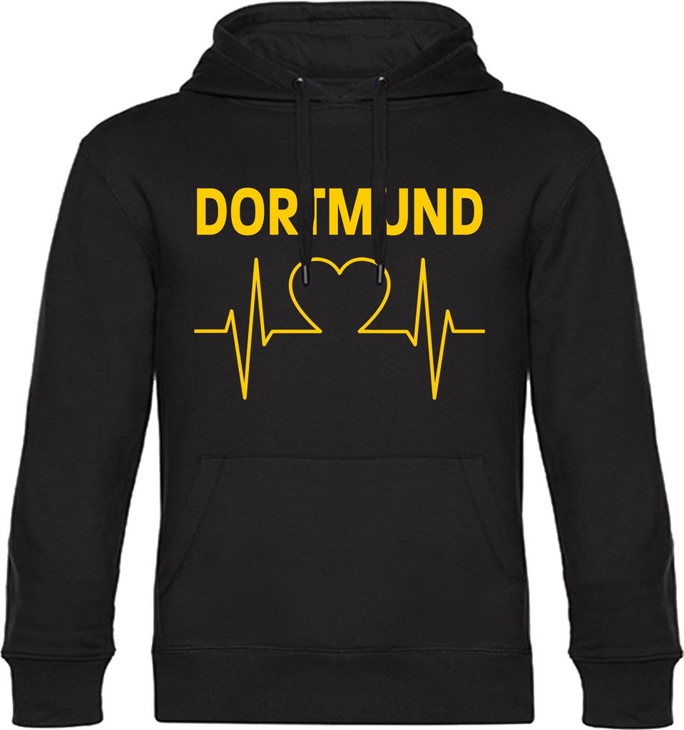 multifanshop Kapuzen Sweatshirt - Dortmund - Herzschlag, schwarz, Größe S