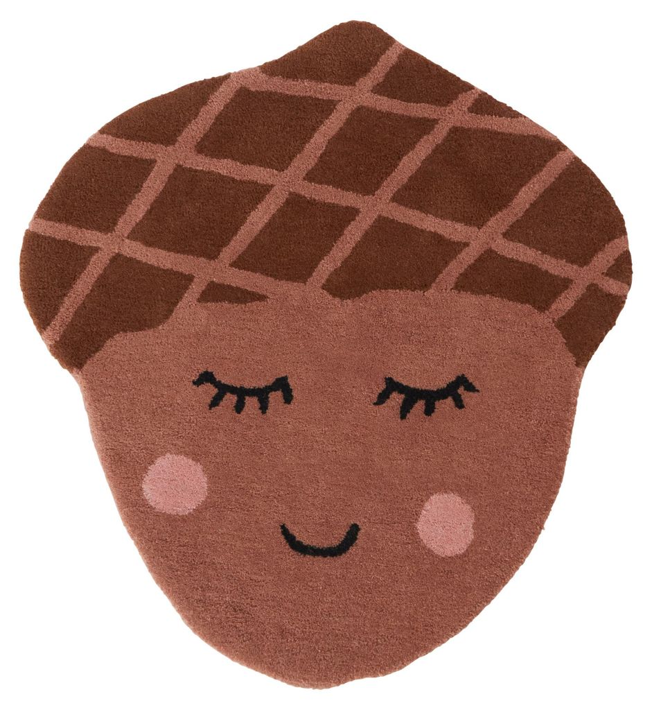 OYOY Mini Acorn Rug Kinderteppich 90x80 cm aus Wolle und Baumwolle handgefertigter Spielteppich Eichel skandinavisch M107030