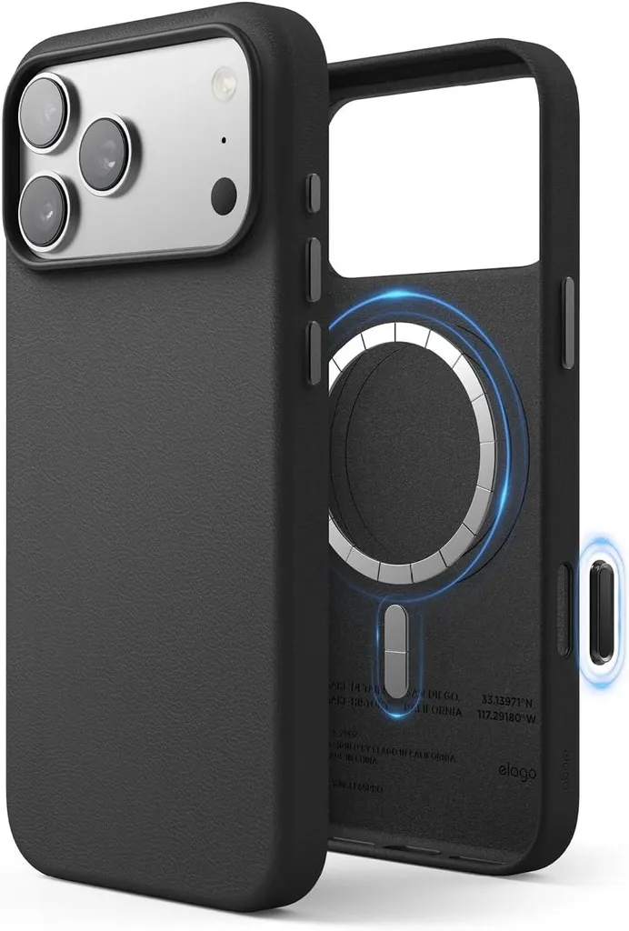 Housse Cuir iPhone 17 Pro Max MagSafe Noir - Idéal pour le Quotidien