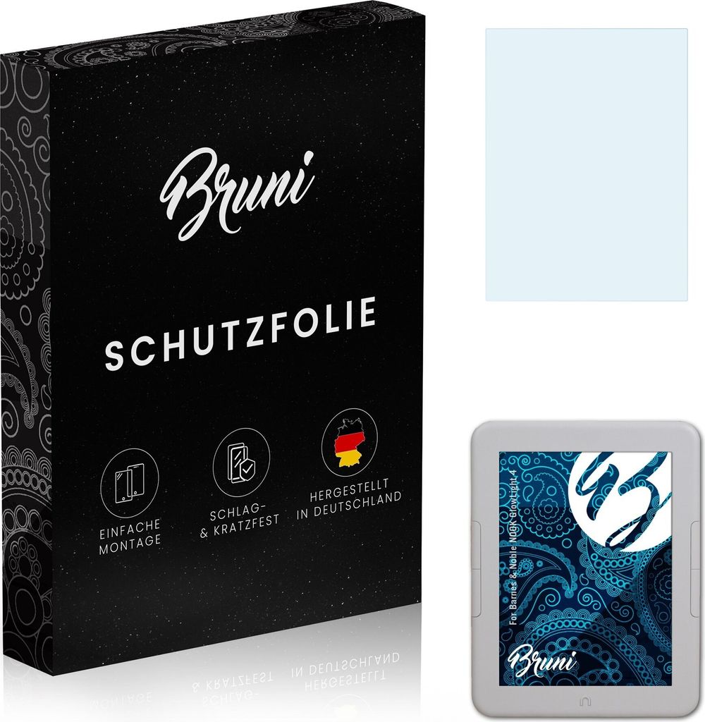 Bruni Basics-Clear 2x Schutzfolie kompatibel mit Barnes & Noble NOOK GlowLight 4 Folie