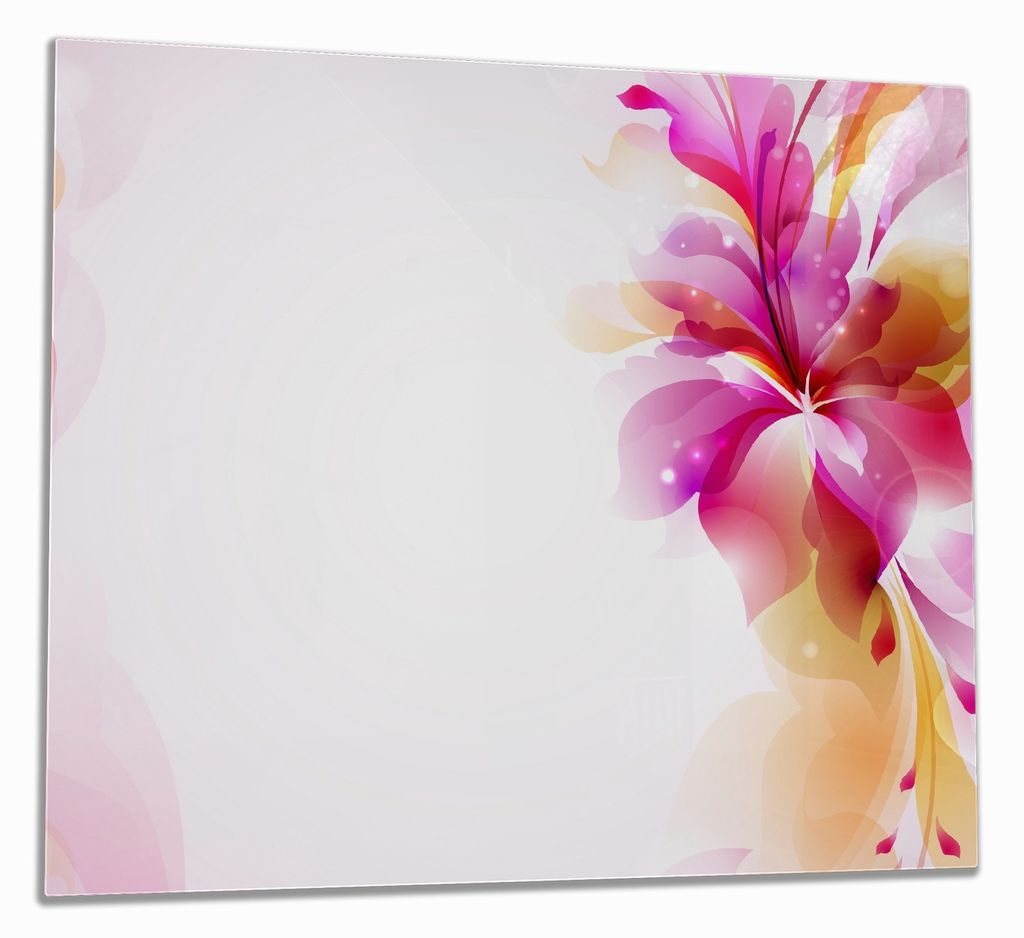 Wallario Herdabdeckplatte aus Glas, Größe 60 x 52 cm 1-teilig, Motiv Pinkes Blumenbuket