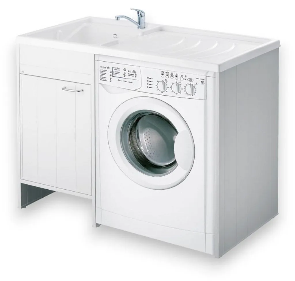 Meuble de salle de bain pour lave-linge avec vasque intégrée 109 cm