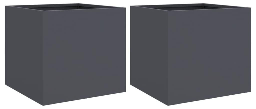 vidaXL Bac à plantes 2 pcs. Anthracite 32x30x29 cm Acier Image du produit 