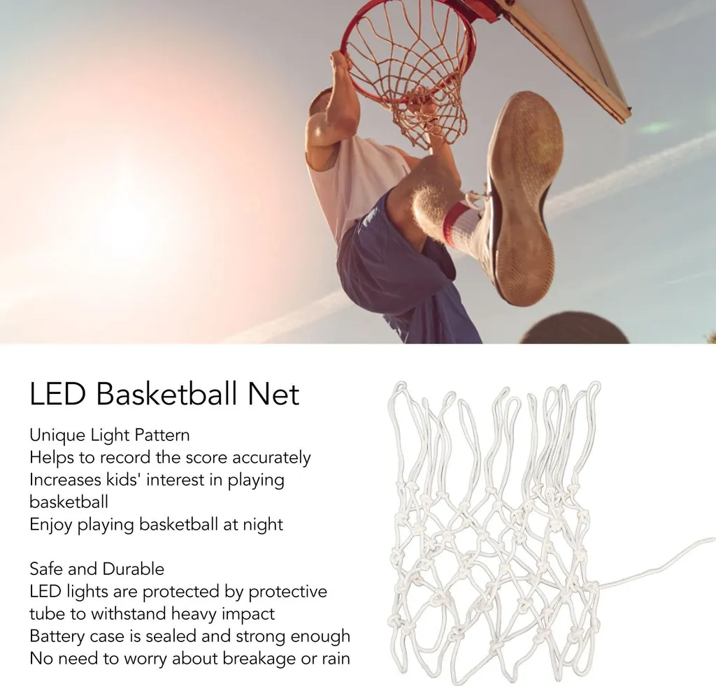 Filet de basket LED multicolore et télécommandé pour extérieur étanche IP65