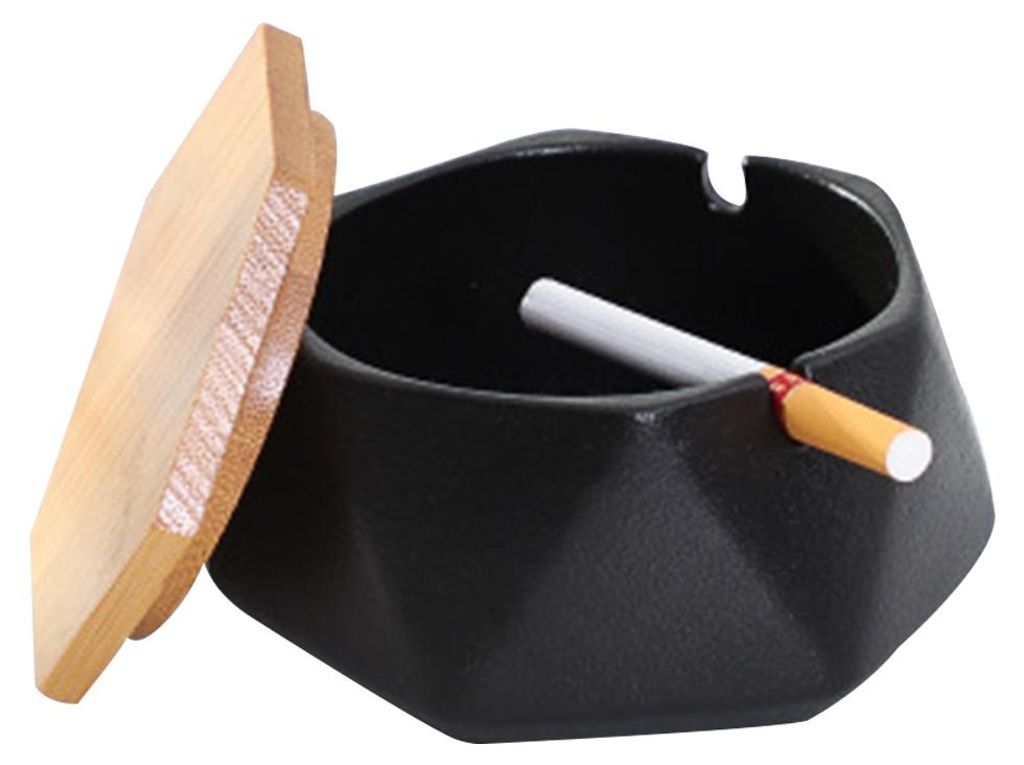 Keramik-Aschenbecher mit Deckel, winddichtes Design und geometrische Form, tragbarer Aschenbecher für Büro und Zuhause