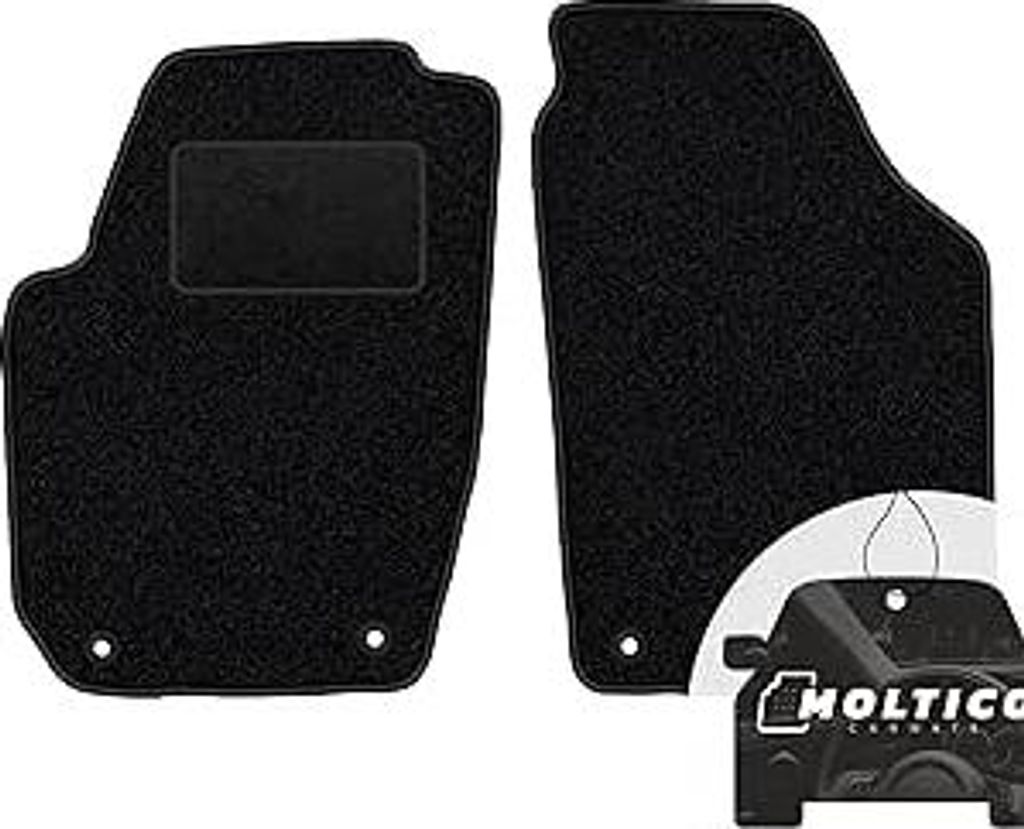 moto-MOLTICO Vorne Fußmatten Auto Velours Autoteppiche Schwarz Automatten Set 2-teilig passend für Skoda Roomster 2006-2015