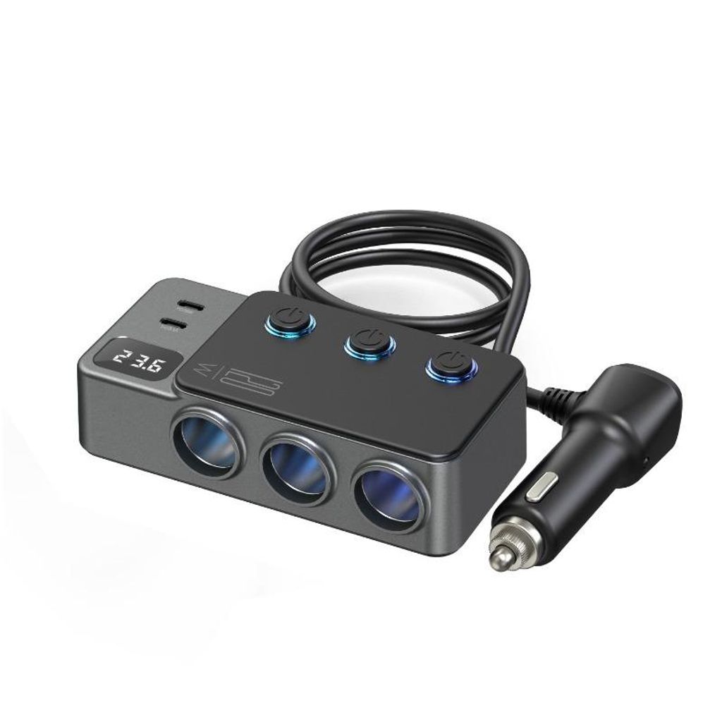 120-W-Autoladegerät-Adapter PD QC3.0 Ladung Unabhängige Schalter DC-Zigarettenanzünder PD 3-fach-Zigarettenanzünder-Splitter 9 in 1