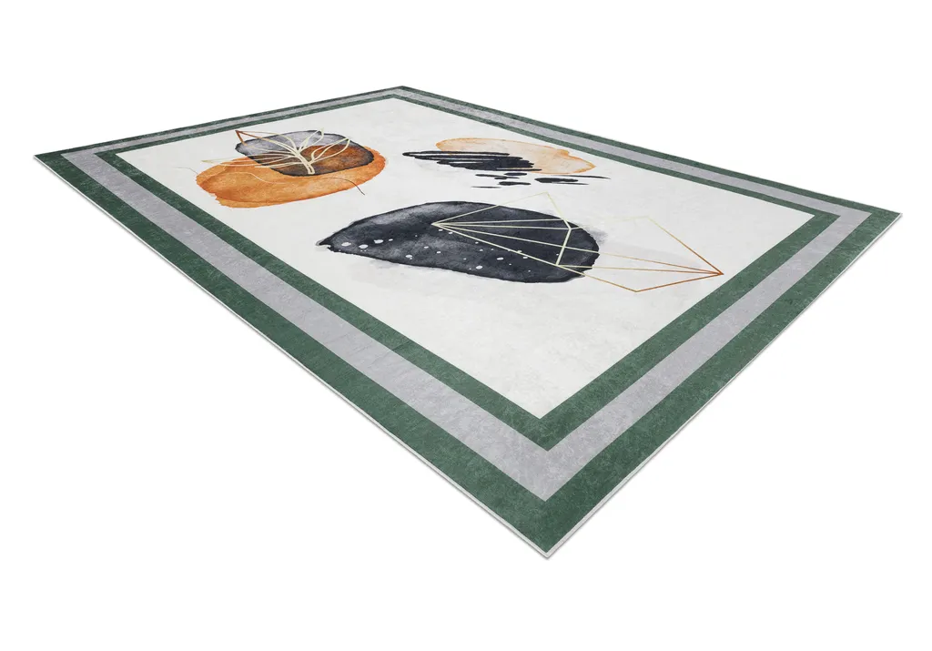 ANDRE 1088 Tapis de lavage abstrait blanc et vert - 120x170 cm - 3