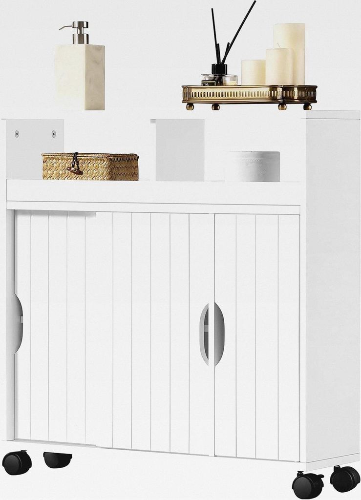 Badezimmerschrank Nischenschrank mit offener Ablage und Schiebetür Badrollwagen Badschrank Unterschrank für Bad Küche, 69,5 * 20 * 71,5 cm