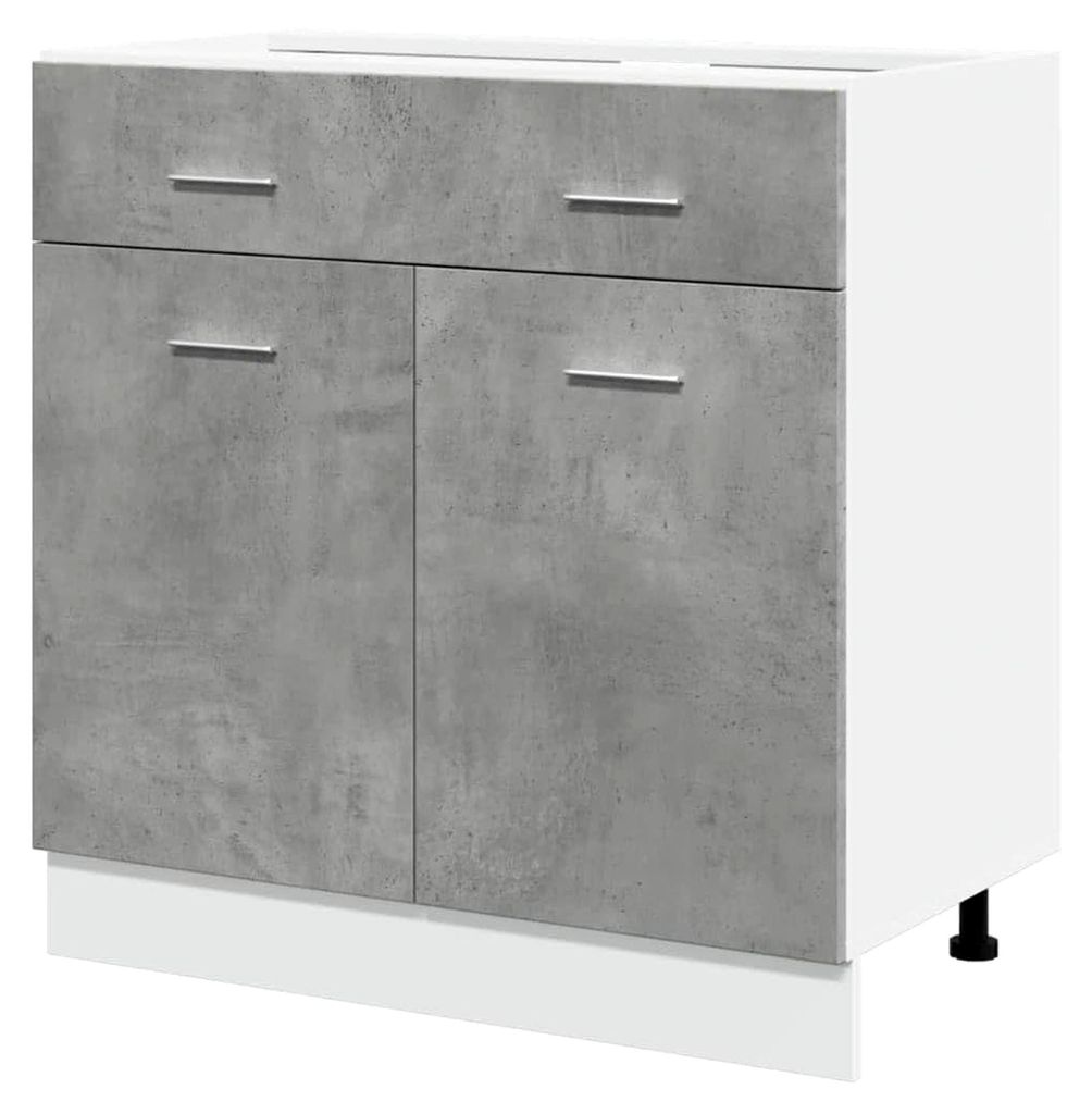 Schubunterschrank Lyon Betongrau 80x46x81,5 cm Holzwerkstoff, Küchenschrank, Gastronomieschrank, Küchenmöbel, Aufbewahrungsschrank