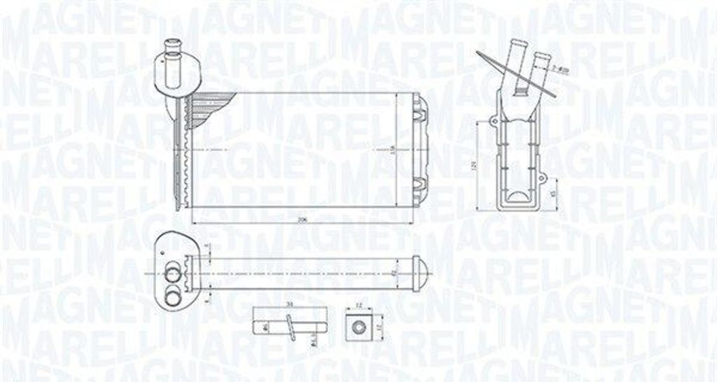 MAGNETI MARELLI 350218410000 Wärmetauscher Innenraumheizung Kühler für VW Transporter IV Bus (70B, 70C, 7DB, 7DK, 70J, 70K, 7DC, 7DJ)