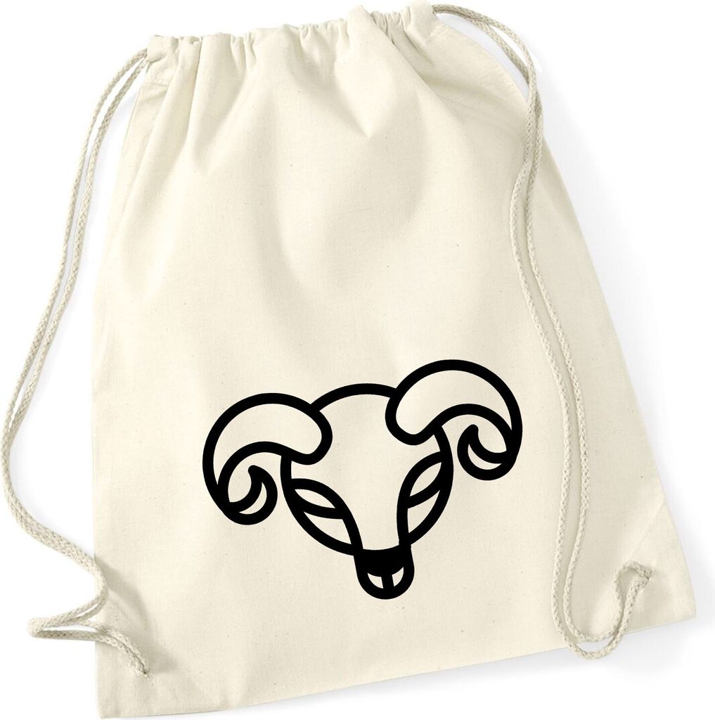 Huuraa Turnbeutel Widder Sternzeichen Symbol 12 Liter Natural Baumwolle Rucksack Geschenkidee