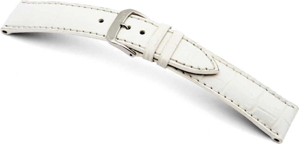 Happel Lederband Jackson 22mm weiß mit Alligatorprägung