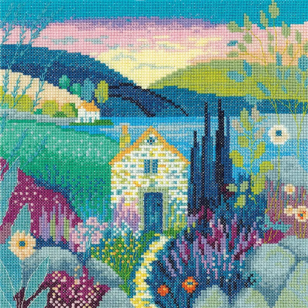Broderie Heritage Retraite paisible 20,5cm avec toile Aida et fils inclus